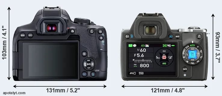 Comparison 850D or K-S1 rear