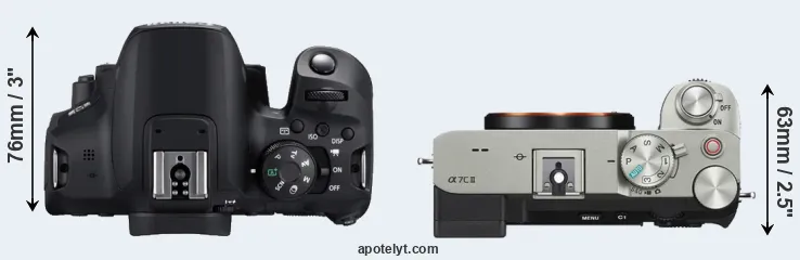 Compare 850D versus A7C II top