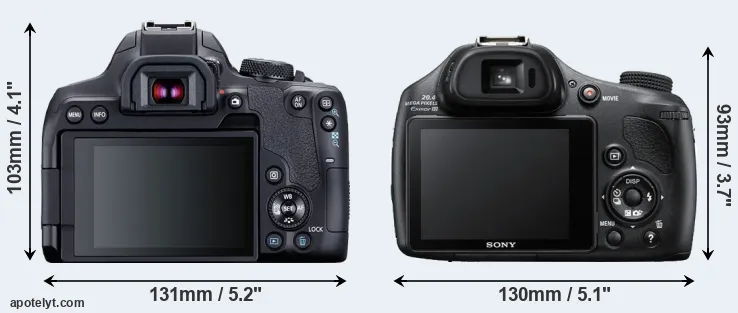 Comparison 850D or HX400V rear