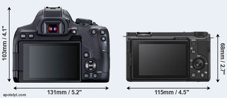 Comparison 850D or ZV-E10 II rear
