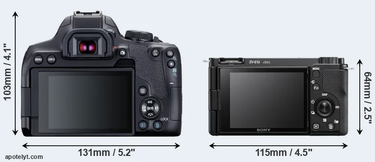 Comparison 850D or ZV-E10 rear