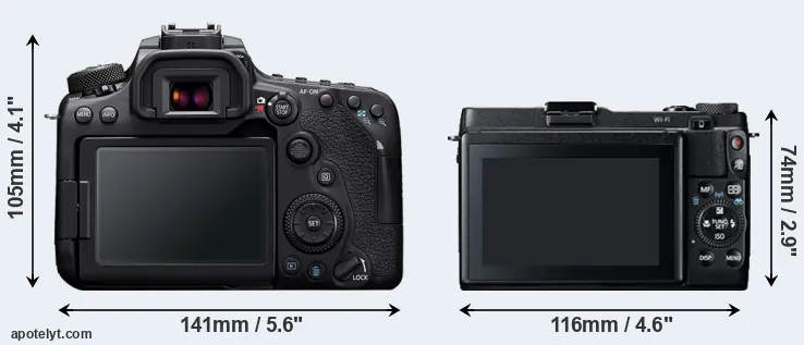 Comparison 90D or G1X Mark II rear