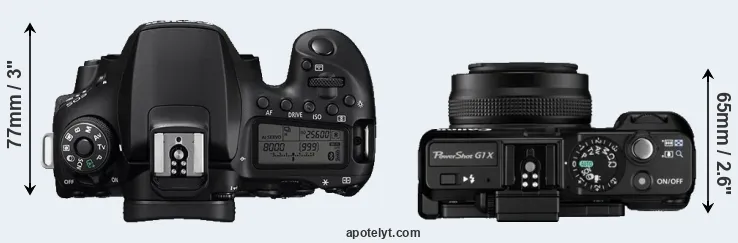 Compare 90D versus G1X top