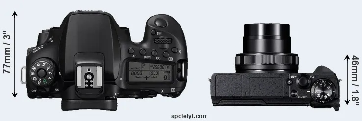 Compare 90D versus G5X Mark II top