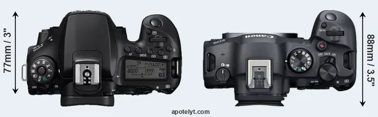 Compare 90D versus R6 Mark II top