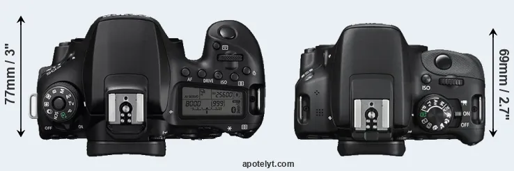 Compare 90D versus SL1 top