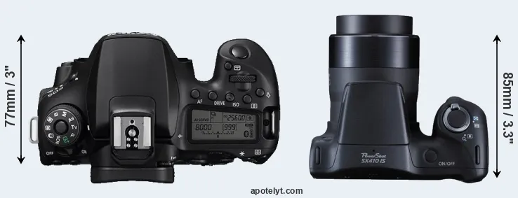 Compare 90D versus SX410 top