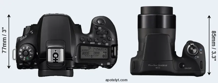 Compare 90D versus SX430 top