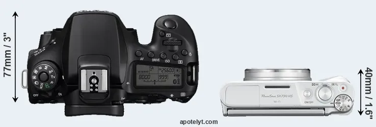 Compare 90D versus SX730 top