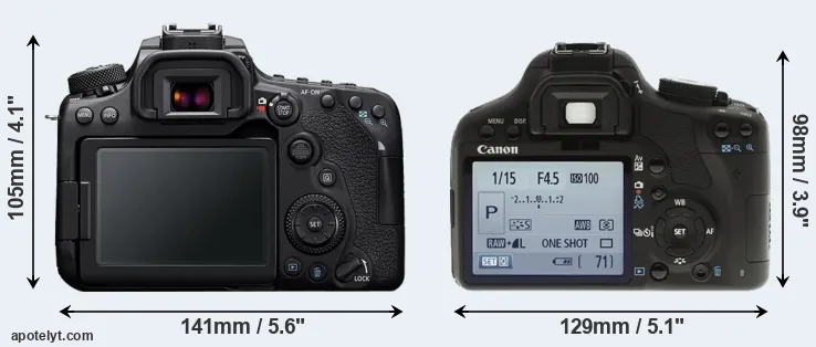 Comparison 90D or T1i rear