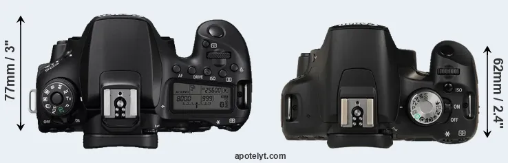 Compare 90D versus T1i top