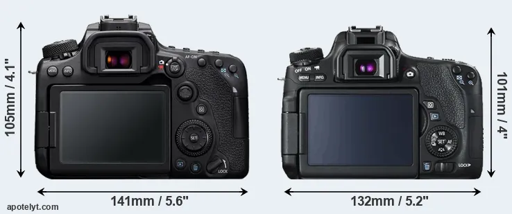 Comparison 90D or T6s rear
