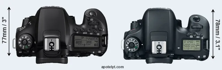 Compare 90D versus T6s top