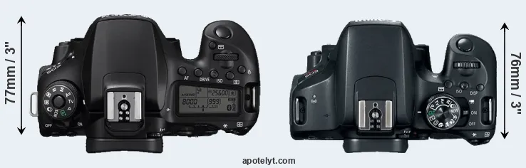 Compare 90D versus T7i top