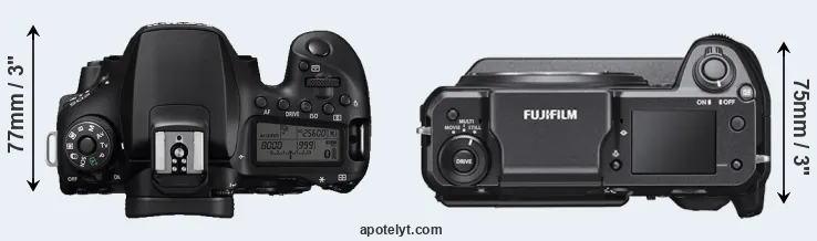 Compare 90D versus GFX 100 top