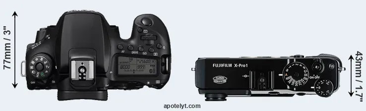 Compare 90D versus X-Pro1 top