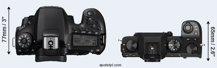Compare 90D versus X-S10 top