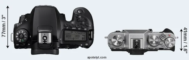 Compare 90D versus X-T10 top