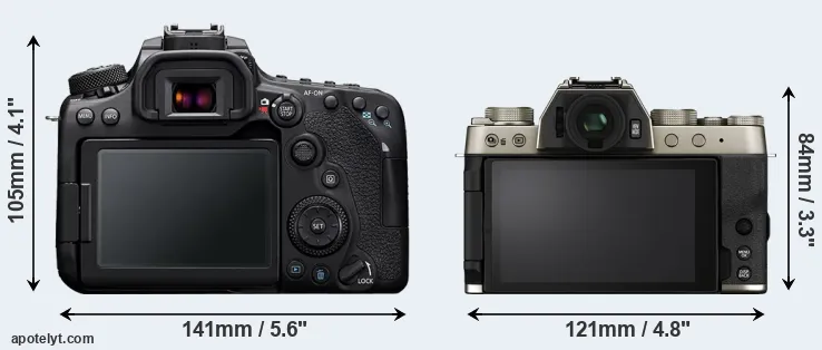 Comparison 90D or X-T200 rear