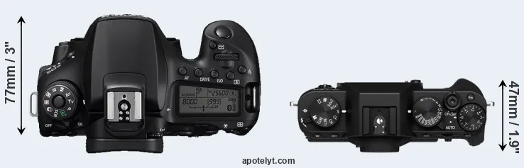 Compare 90D versus X-T30 II top