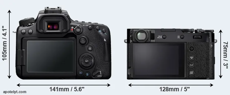 Comparison 90D or X100V rear