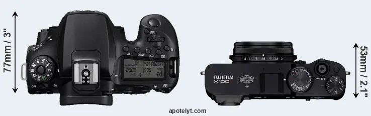 Compare 90D versus X100V top