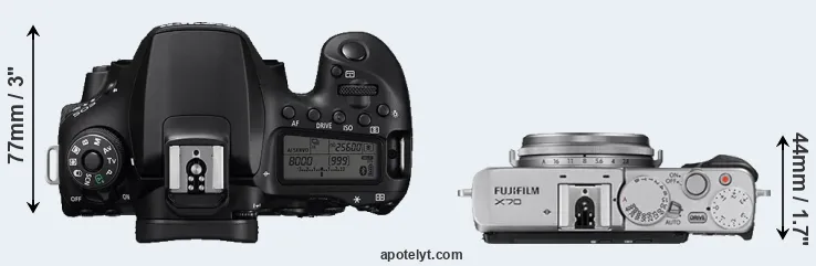 Compare 90D versus X70 top