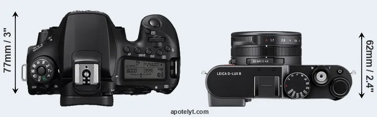 Compare 90D versus D-LUX 8 top