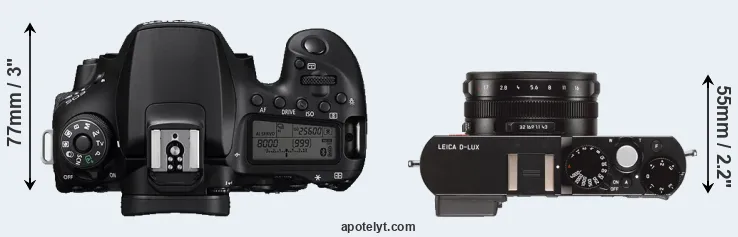 Compare 90D versus D-LUX Typ 109 top