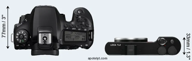 Compare 90D versus TL2 top
