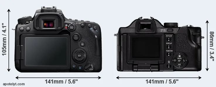Comparison 90D or V-LUX 1 rear