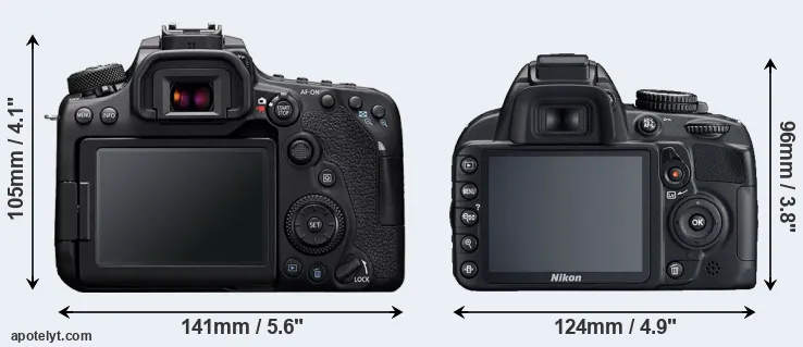 Comparison 90D or D3100 rear