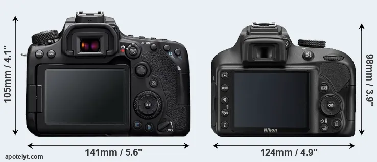 Comparison 90D or D3400 rear