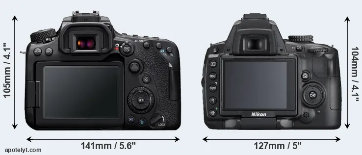 Comparison 90D or D5000 rear
