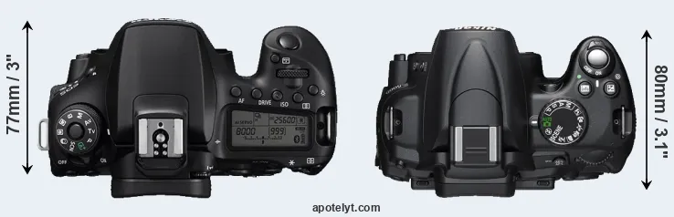Compare 90D versus D5000 top