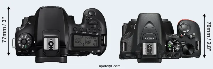 Compare 90D versus D5500 top