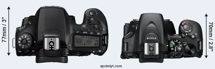 Compare 90D versus D5600 top