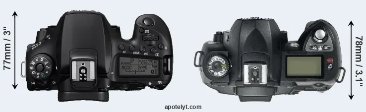 Compare 90D versus D70 top