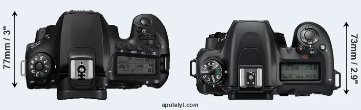 Compare 90D versus D7500 top