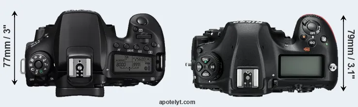 Compare 90D versus D850 top