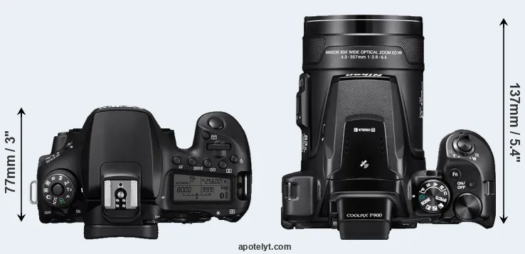 Compare 90D versus P900 top