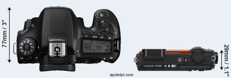 Compare 90D versus W300 top