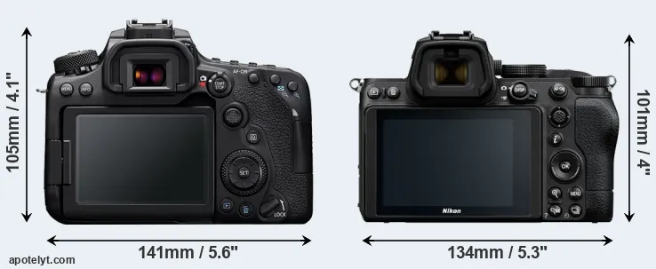 Comparison 90D or Z5 rear