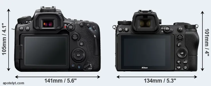 Comparison 90D or Z6 rear