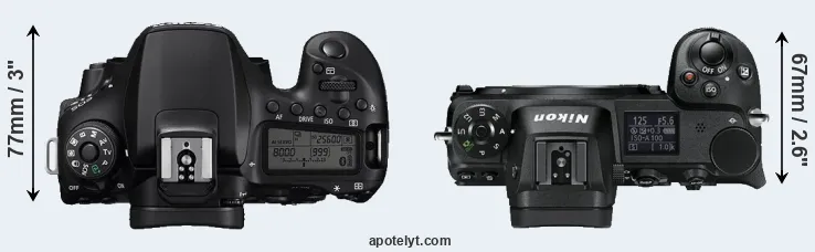 Compare 90D versus Z6 top