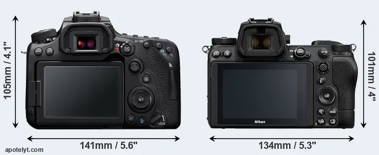 Comparison 90D or Z7 II rear