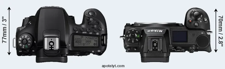 Compare 90D versus Z7 II top