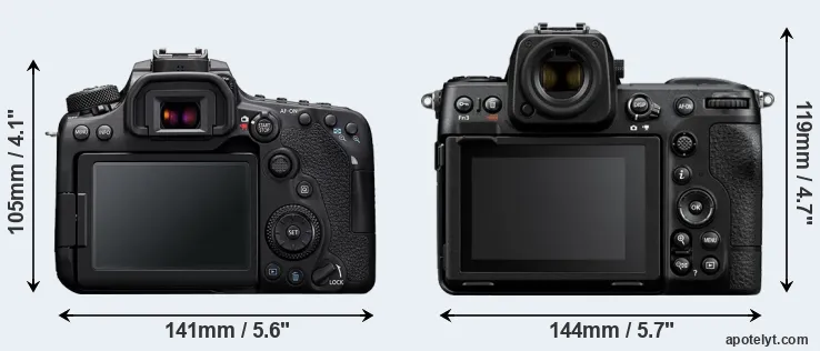 Comparison 90D or Z8 rear