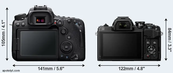 Comparison 90D or E-M10 IV rear