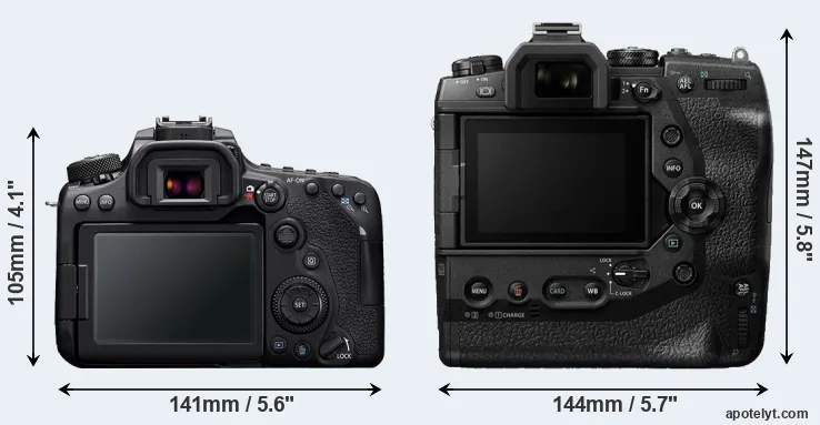 Comparison 90D or E-M1X rear